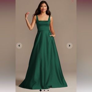 David’s Bridal Satin square neckline dress